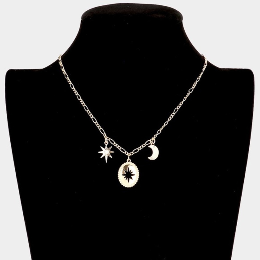 North Star crescent moon pendant necklace